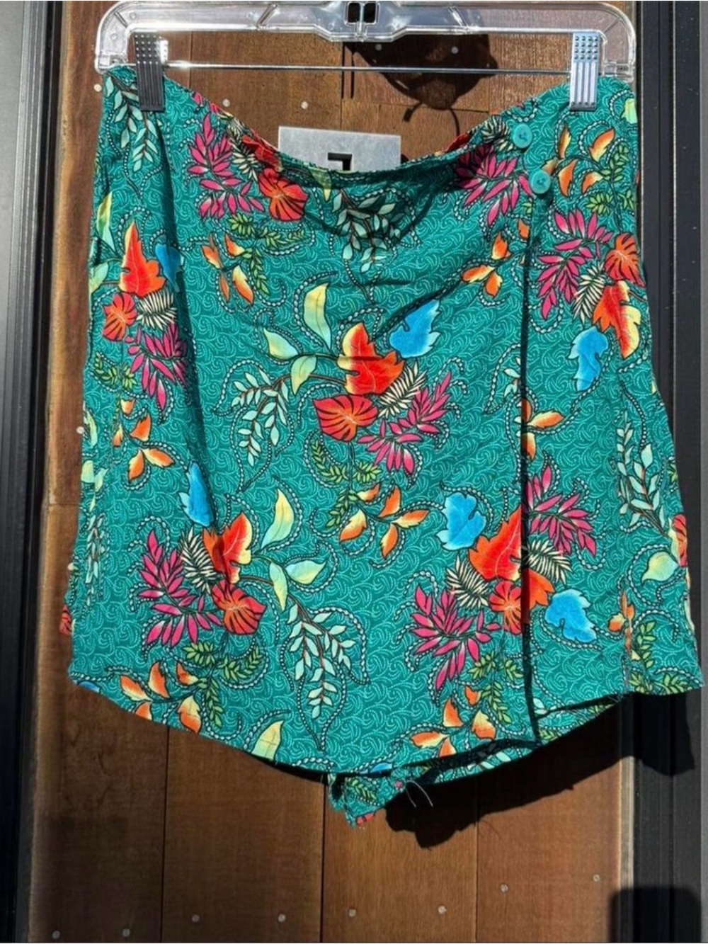 Celine Teal Floral Printed Mini Skirt